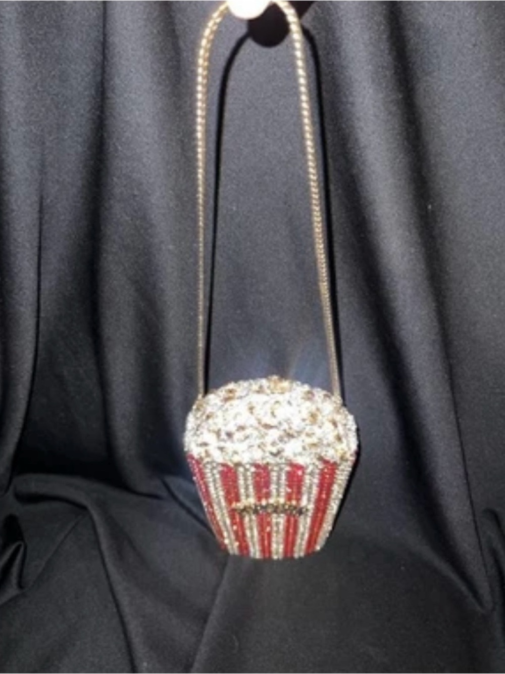 Rhinestone Popcorn Clutch mini Bag - Red & White Striped - Picture 2 of 9